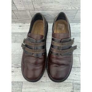 Naot Shoes Womens Size 40 Brown Black Leather Buckle Comfort Walking Made Israel